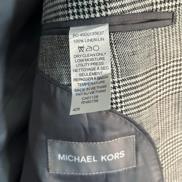 NWT Michael Kors Classic Fit Linen Sport Coat, Black/White Plaid, Men’s 42R - Picture 10 of 10